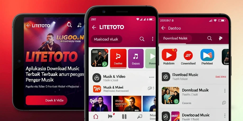 Screenshot LITETOTO menampilkan antarmuka aplikasi Download Musik yang menarik dan user-friendly.