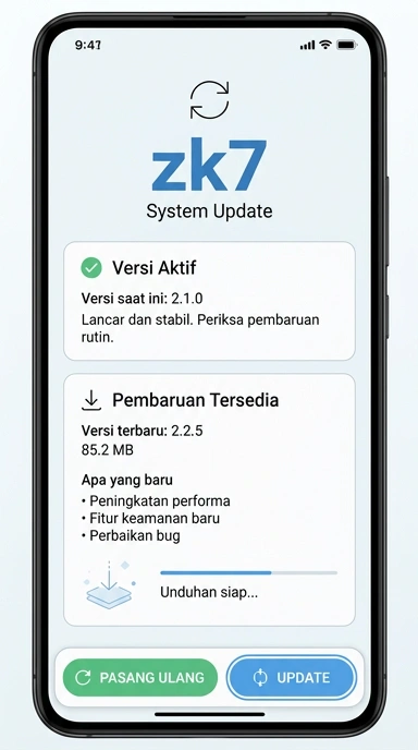 Tampilan riwayat versi zk7